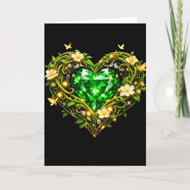 Carte de vœux de luxe Elegant Emerald Heart (Devant)