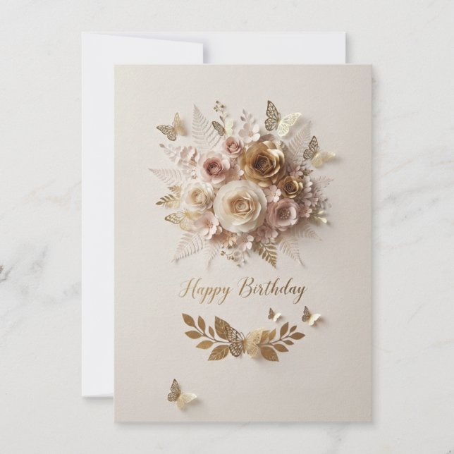 Carte de vœux de luxe florale pour anniversaire (Devant)