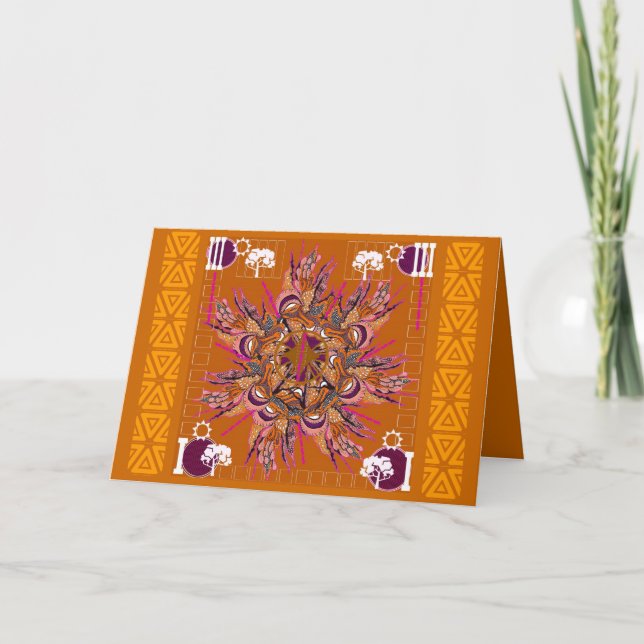 CARTE DE VOEUX DE MANDALA "DE ROTATION D'ARBRE" (Devant)