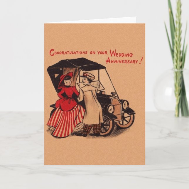 Carte de vœux de mariage anniversaire Vintage Mode (Devant)