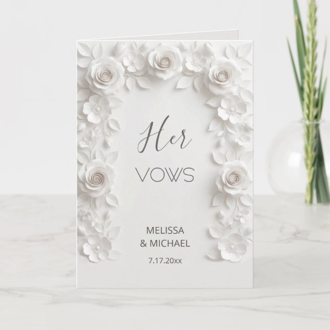 Carte de voeux de mariage aux roses 3D blanches (Devant)