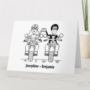 Carte de vœux de mariage personnalisée pour motard