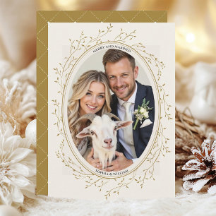 Carte de voeux de mariage photo Bohème rustique en
