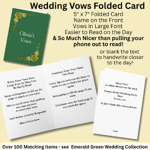 Carte de Vœux de Mariage Pliée Émeraude Vert & Or