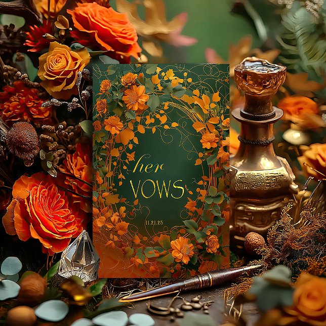 Carte de Vœux de Mariage Rustique d'Automne – Drui (Breathtaking Druid Hills Her Vows Card )