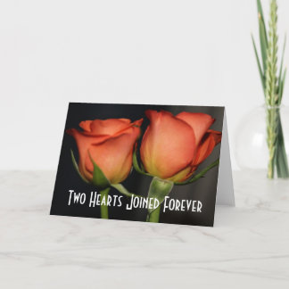 Carte de vœux de mariage Two Hearts Roses