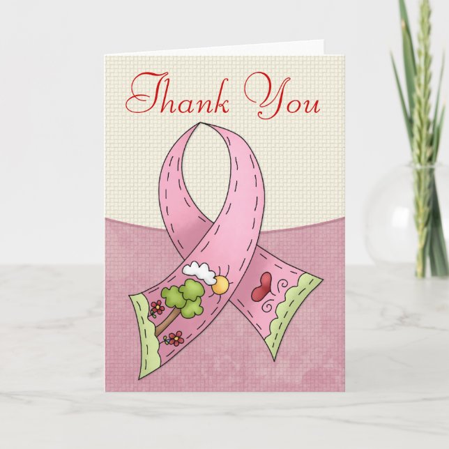 Carte de voeux de Merci du ruban 2 de cancer du (Devant)