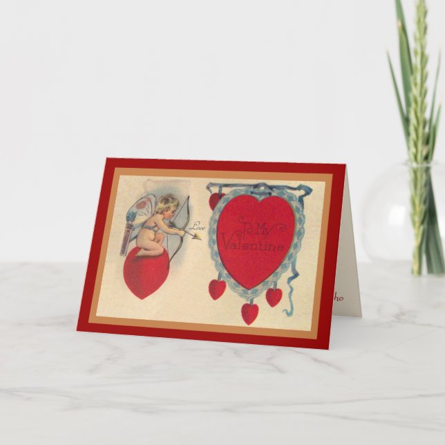 Carte de voeux de message de Valentine de cupidons (Devant)