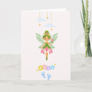 Carte de Vœux de Naissance de Bébé Fée Mignonne -