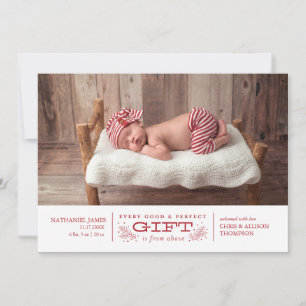 Carte de vœux de naissance pour Noël