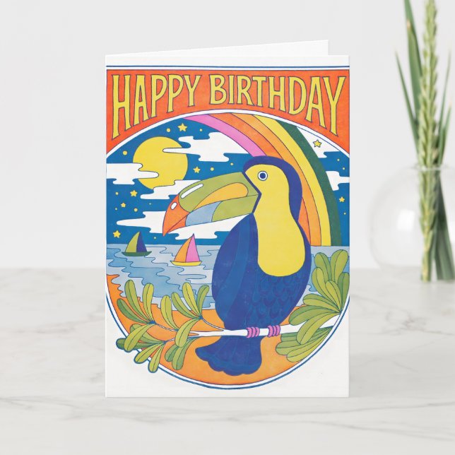 Carte de vœux de naissance Toucan Nights Letterpre (Devant)