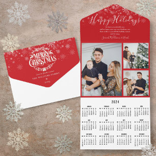 Carte de vœux de Noël 3 photos Calendrier 2024