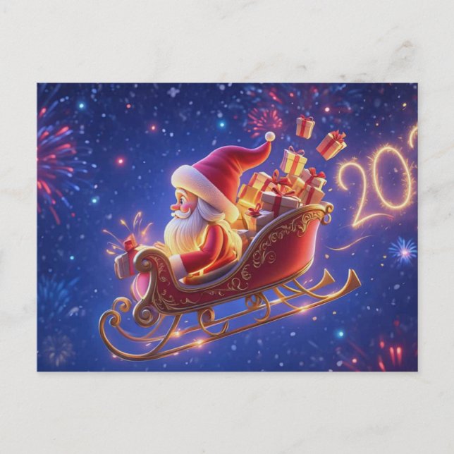 Carte de vœux de Noël 3D Père Noël – Fêtes H (Devant)