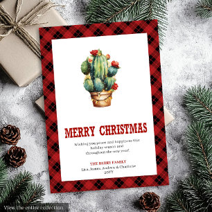 Carte de vœux de Noël à carreaux Western Buffalo