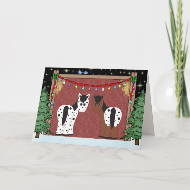 Carte de voeux de Noël à Cheval mignon (Devant)