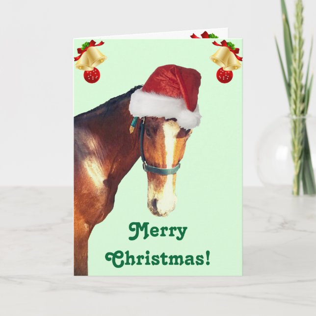 Carte de voeux de Noël à Cheval mignon (Devant)