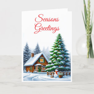 Carte de voeux de Noël À feuillage persistant Snow