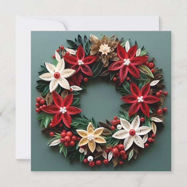 carte de vœux de Noël à la plume de cercle de Noël (Devant)