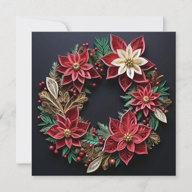 Carte de vœux de Noël à la plume de cercle de Noël (Devant)