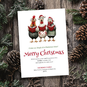 Carte de vœux de Noël à l'aquarelle drôle de poule