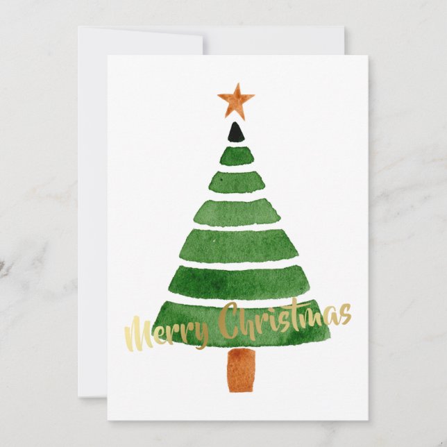 Carte de vœux de Noël à l'aquarelle Joyeuse Année (Devant)