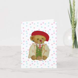 Carte de voeux de Noël à l'ours en peluche mignonn