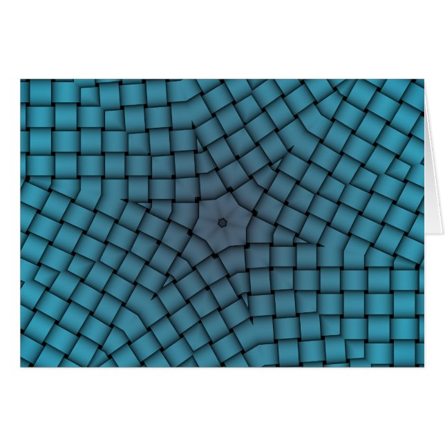 Carte de vœux de Noël à motif étoile tissé bleu (Devant horizontal)