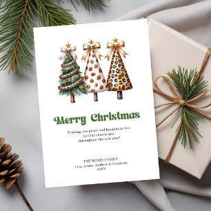 Carte de vœux de Noël à motif léopard ludique