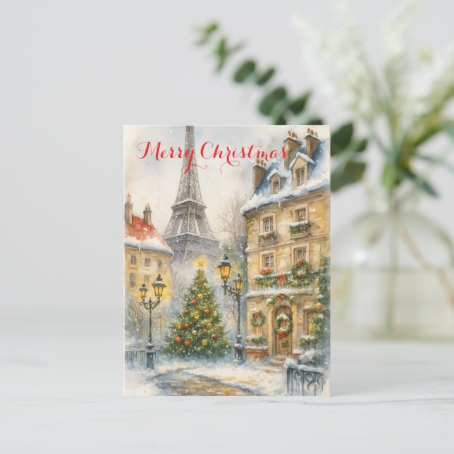 Carte de vœux de Noël à Paris – Aquarelle (Debout devant)