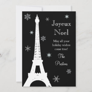 Carte de vœux de Noël à Paris sous la neige
