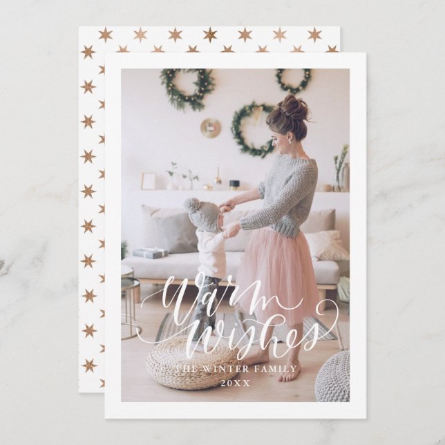 Carte de vœux de Noël à plat avec des vœux chaleur (Devant / Derrière)