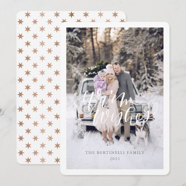 Carte de vœux de Noël à plat avec vœux chaleueux (Devant / Derrière)