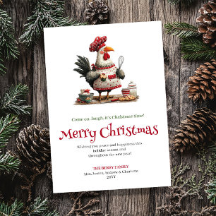 Carte de vœux de Noël à poulets fantaisistes dessi