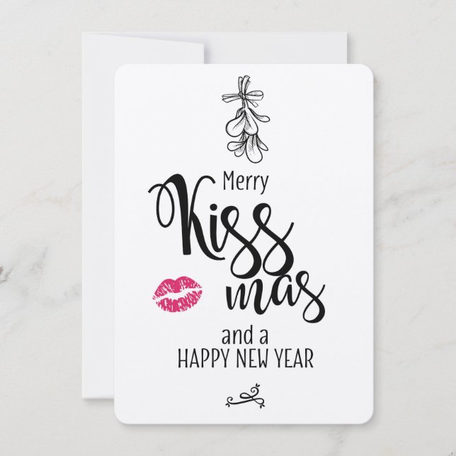 Carte de voeux de Noël amusante Merry Kissmass (Devant)
