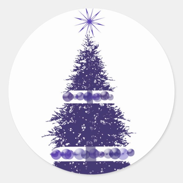 Carte de voeux de Noël Arbre bleu Stickers (Devant)