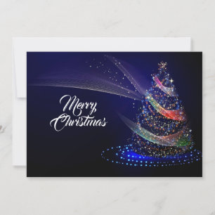 Carte de vœux de Noël Arbre coloré Bleu marine Rus