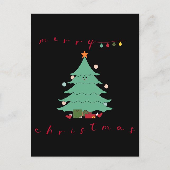 Carte de vœux de Noël | Arbre de Noël Kawaii (Devant)