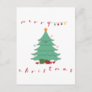 Carte de vœux de Noël   Arbre de Noël Kawaii