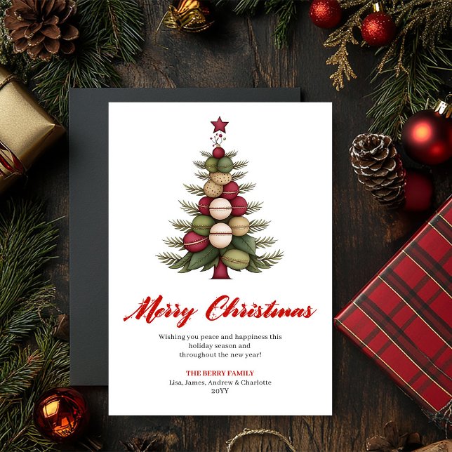 Carte de vœux de Noël arbre fantaisiste designer (Designer Whimsical Christmas Tree Greeting Card)