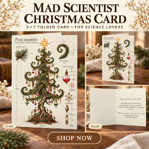 Carte de vœux de Noël arbre scientifique fou