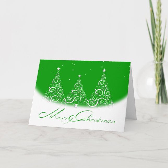 Carte de vœux de Noël/Arbres-Vert (Devant)