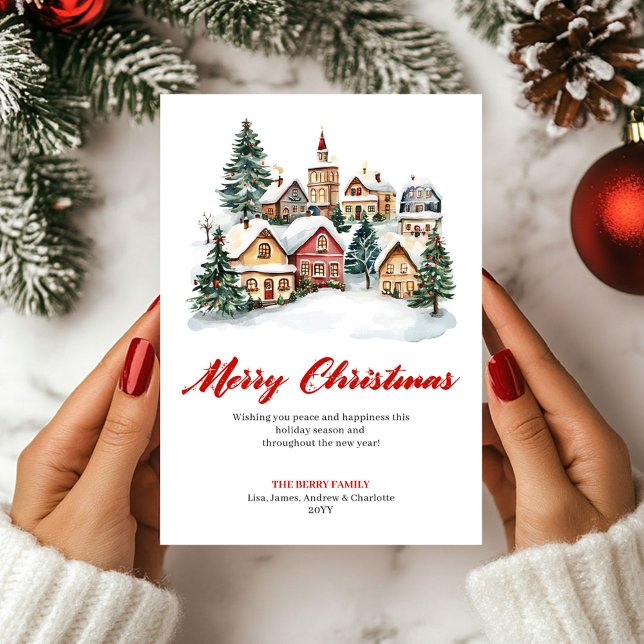 Carte de vœux de Noël artistique classique (Artistic Classic Christmas Scene Greeting Card)