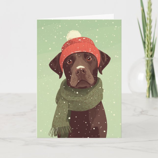 Carte de vœux de Noël au Labradoodle au Chocolat (Devant)
