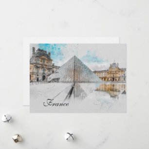 Carte de vœux de Noël au Louvre à l'aquarelle – Él
