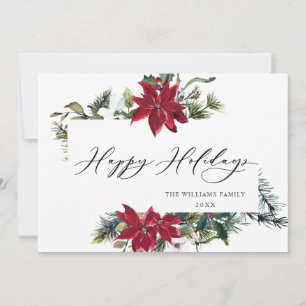 Carte de vœux de Noël au poinsettia élégant et au