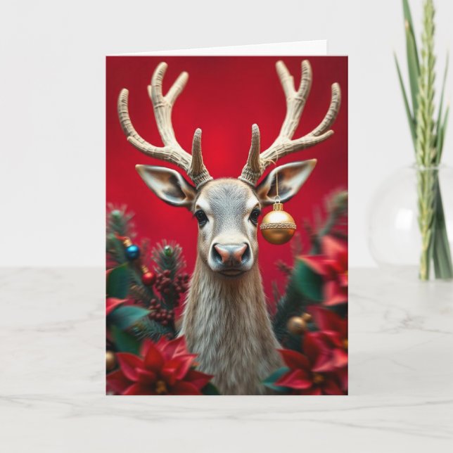 Carte de vœux de Noël au renne (Devant)