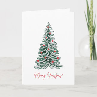 Carte de vœux de Noël avec arbre à l'aquarelle