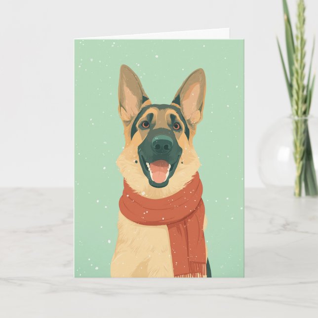 Carte de vœux de Noël avec Berger Allemand (Devant)