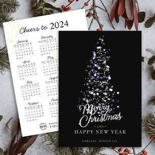 Carte de vœux de Noël avec calendrier 2024 et logo