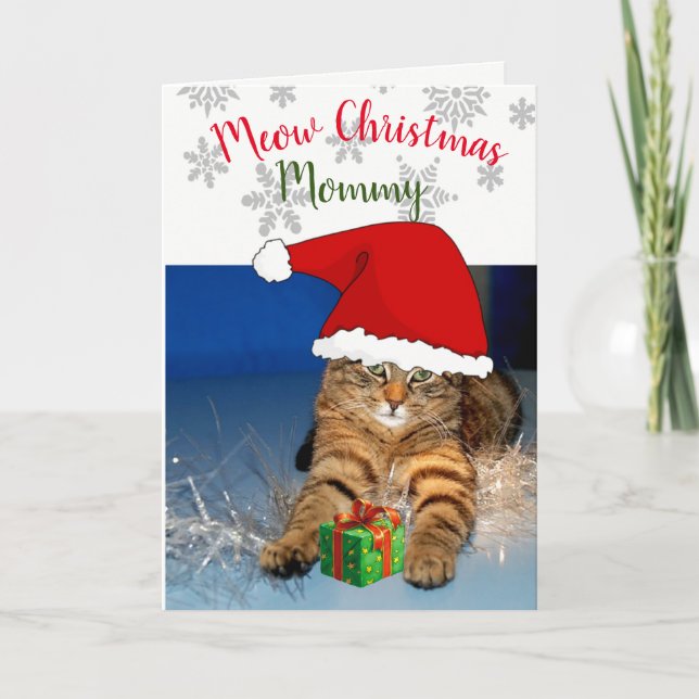 Carte de vœux de Noël avec chat à l'intérieur /Meo (Devant)